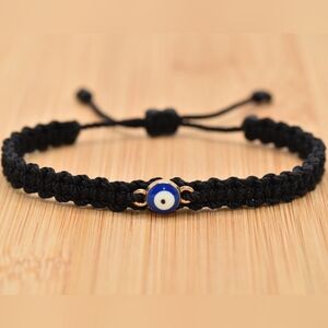 Black string evil eye protection wristband, good luck bracelet - unisex